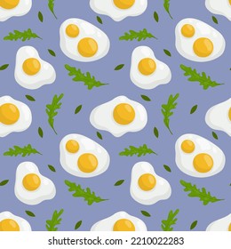 Vector pattern with scrambled eggs and arugula