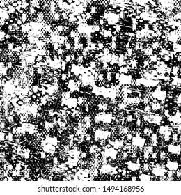 Vector pattern of scratches, chipping. Grunge black white