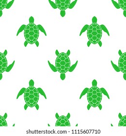 Vector pattern with sea turtle. Texture with turtle silhouette on white background.