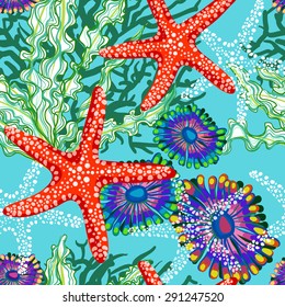vector pattern with sea underrwater floral