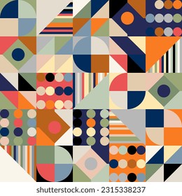 Vector Pattern Seamless Abstract Mosaic Geometric Shape Ornament Decorative Wall Background Pop Modern. SSTKabstract