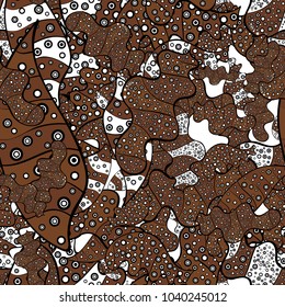 Vector. Pattern. Seamless Abstract Retro Background Design. Brown, black and white on colors. Tender fabric pattern.