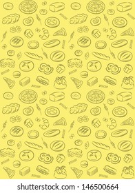 vector pattern of seamless background with bakery products