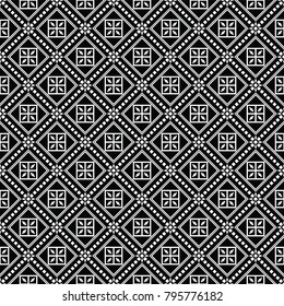 Vector pattern seamless background black and white retro and vintage geometric style 