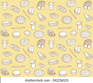 vector pattern of seamless background with fastfood