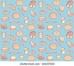 vector pattern of seamless background with fastfood
