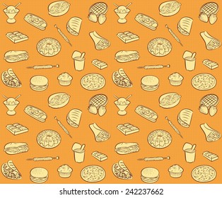 vector pattern of seamless background with fastfood
