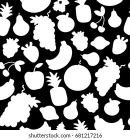 Vector pattern of seamless background with fruit silhouette. Can be used for textile, website background, book cover, packaging.