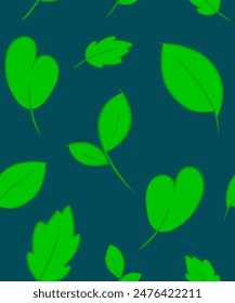 Patrón de Vector, fondo sin costuras con hojas verdes sobre un fondo de color.