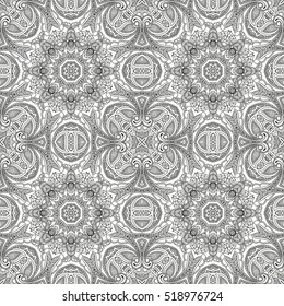 Vector pattern. Seamless background. Ornament for fabric print, furniture, wallpaper, fashionable textile, greeting card. Unusual decoration. Luxury interior boho design element.