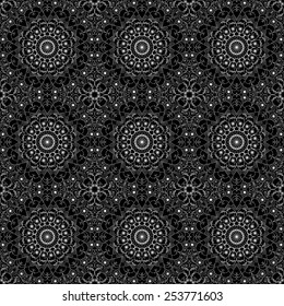 Vector pattern seamless. Black-white ethnic ornament. Arabesque style