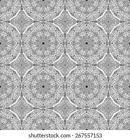 Vector pattern seamless. Black-white ethnic ornament. Arabesque style