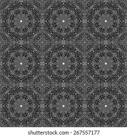 Vector pattern seamless. Black-white ethnic ornament. Arabesque style