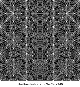 Vector pattern seamless. Black-white ethnic ornament. Arabesque style