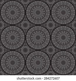 Vector pattern seamless. Black-white ethnic ornament. Arabesque style