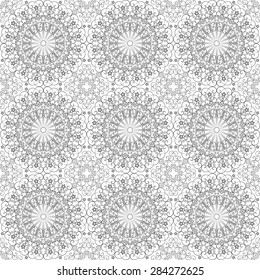Vector pattern seamless. Black-white ethnic ornament. Arabesque style