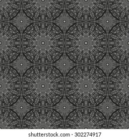 Vector pattern seamless. Black-white ethnic ornament. Arabesque style