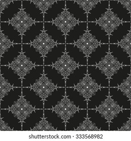 Vector pattern seamless. Black-white ethnic ornament. Arabesque style