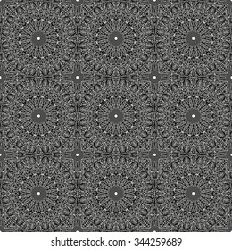 Vector pattern seamless. Black-white ethnic ornament. Arabesque style