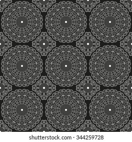 Vector pattern seamless. Black-white ethnic ornament. Arabesque style