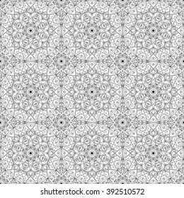 Vector pattern seamless. Black-white ethnic ornament. Arabesque style