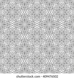 Vector pattern seamless. Black-white ethnic ornament. Arabesque style