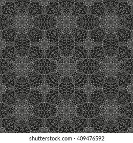 Vector pattern seamless. Black-white ethnic ornament. Arabesque style