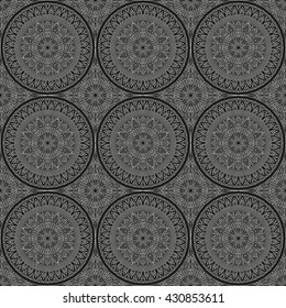 Vector pattern seamless. Black-white ethnic ornament. Arabesque style
