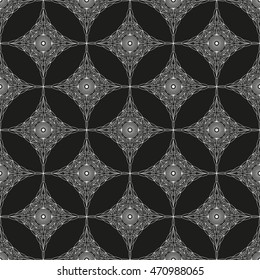 Vector pattern seamless. Black-white ethnic ornament. Arabesque style