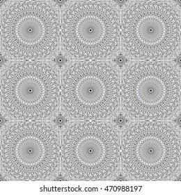 Vector pattern seamless. Black-white ethnic ornament. Arabesque style