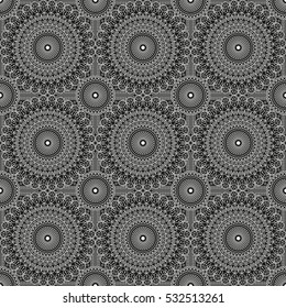 Vector pattern seamless. Black-white ethnic ornament. Arabesque style