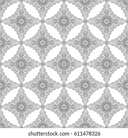Vector pattern seamless. Black-white ethnic ornament. Arabesque style