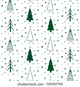 Vector pattern seamless of different  christmas tree, Christmas and New year, on white background
