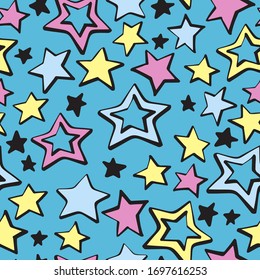 Vector pattern, seamless doodle star vector background 