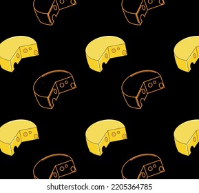 Vector Pattern Seamless Slice Cheese Yellow 