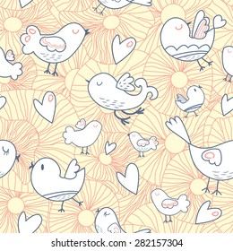 Vector pattern. Seamless summer pattern in the concept of children's drawings