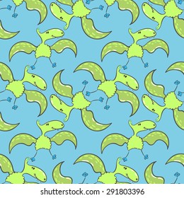 vector pattern, seamless wallpaper featuring a fun dinosaur