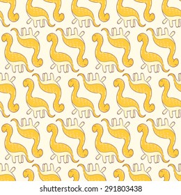 vector pattern, seamless wallpaper featuring a fun dinosaur