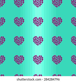 vector pattern, seamless wallpaper with hearts in leopard spots