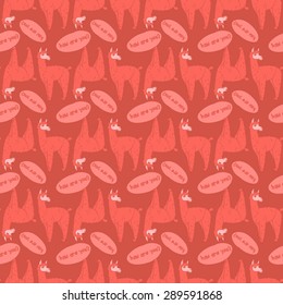 vector pattern, seamless wallpaper with the image of a fluffy lama, alpaca