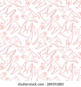 vector pattern, seamless wallpaper with the image of a fluffy lama, alpaca