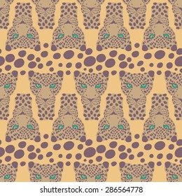 vector pattern, seamless Wallpaper with a picture of the muzzle of the leopard 