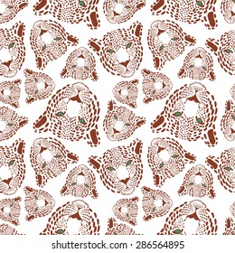 vector pattern, seamless Wallpaper with a picture of the muzzle of the leopard 