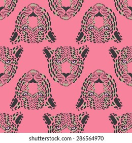 vector pattern, seamless Wallpaper with a picture of the muzzle of the leopard 