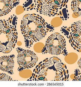 vector pattern, seamless Wallpaper with a picture of the muzzle of the leopard 