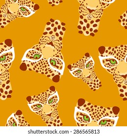 vector pattern, seamless Wallpaper with a picture of the muzzle of the leopard in trendy glasses
