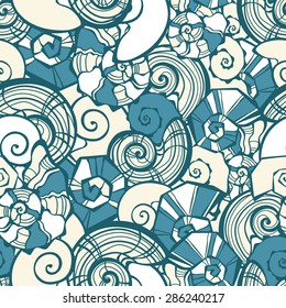 Vector. Pattern with seashells. Seamless background