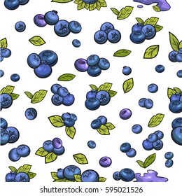 Vector pattern set of blueberries. Isolated on white background. Can be used for some print or background.