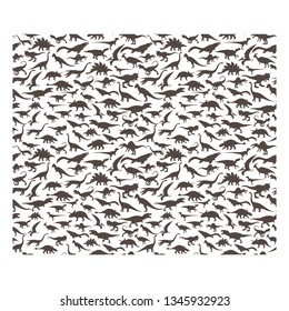 Vector pattern. Set of herbivores and carnivorous dinosaurs