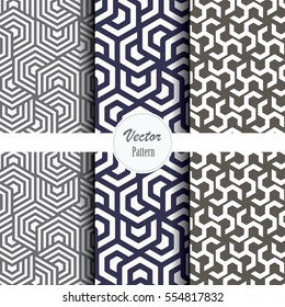 Vector pattern set of hexagon shape. Repeating geometric tiles with hexagonal elements with different sizes and color